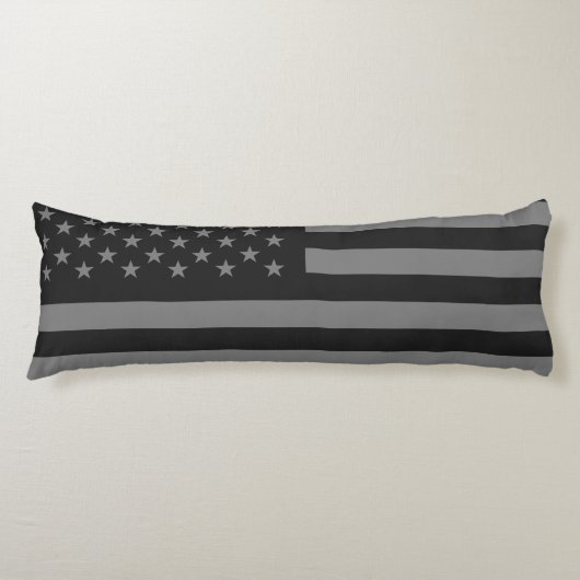 Amerikaanse vlag Black Gray Lichaamskussen (Voorkant)