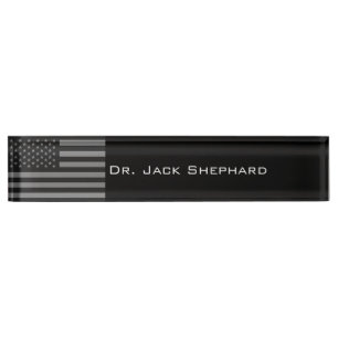Amerikaanse vlag Black Gray Naambordje
