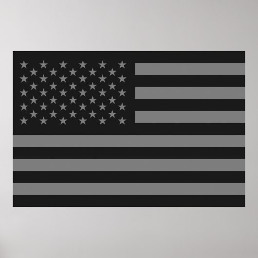 Amerikaanse vlag Black Gray Poster (Voorkant)