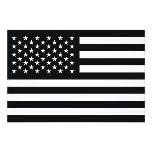 Amerikaanse vlag Black White Foto Afdruk (Voorkant)
