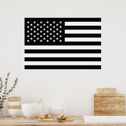 Amerikaanse vlag Black White Poster (Keuken)