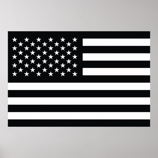 Amerikaanse vlag Black White Poster (Voorkant)