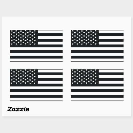 Amerikaanse vlag Black White Rechthoekige Sticker (Vel)
