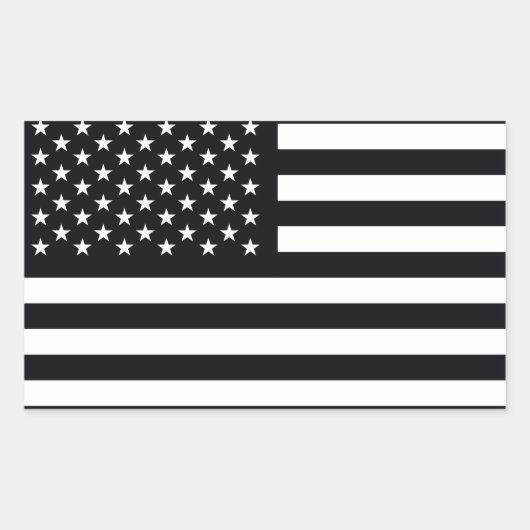 Amerikaanse vlag Black White Rechthoekige Sticker (Voorkant)
