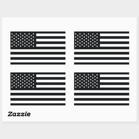 Amerikaanse vlag Black White Rechthoekige Sticker (Vel)