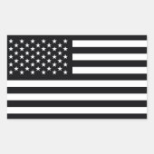 Amerikaanse vlag Black White Rechthoekige Sticker (Voorkant)