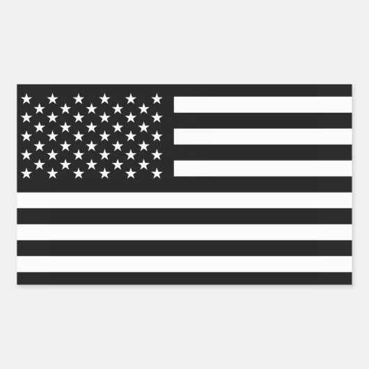 Amerikaanse vlag Black White Rechthoekige Sticker (Voorkant)