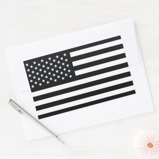 Amerikaanse vlag Black White Rechthoekige Sticker (Envelop)