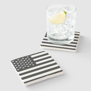 Amerikaanse vlag Black White Stenen Onderzetter