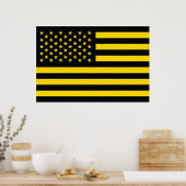Amerikaanse vlag Black Yellow Poster (Keuken)