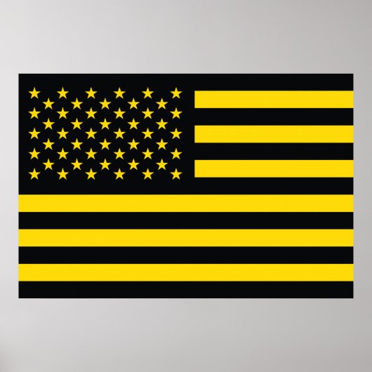 Amerikaanse vlag Black Yellow Poster (Voorkant)