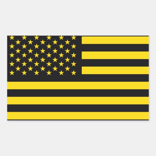 Amerikaanse vlag Black Yellow Rechthoekige Sticker (Voorkant)