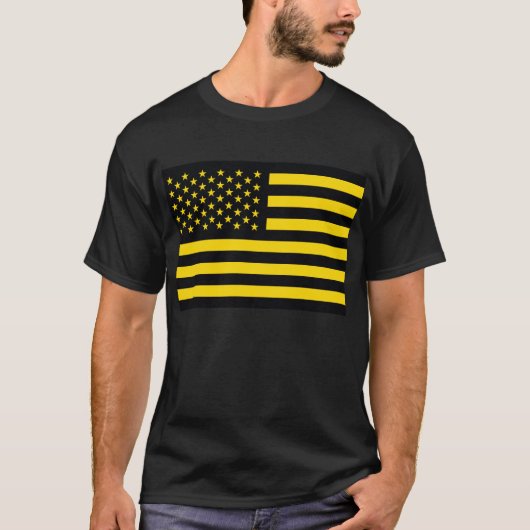 Amerikaanse vlag Black Yellow T-shirt (Voorkant)