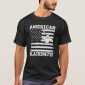 Amerikaanse vlag Blacksmithing Anvil & Hammer Amer T-shirt (Voorkant)