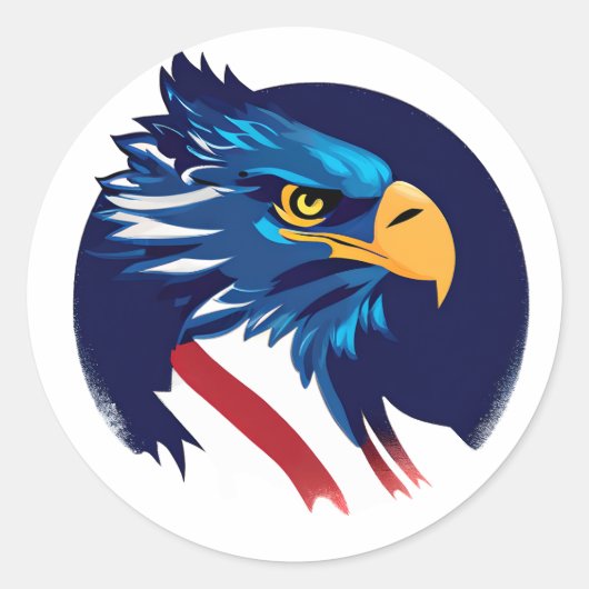 Amerikaanse vlag Blad Eagle Ronde Sticker (Voorkant)