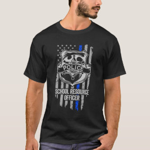 Amerikaanse vlag Blauw Dunne lijn Kleding School R T-shirt