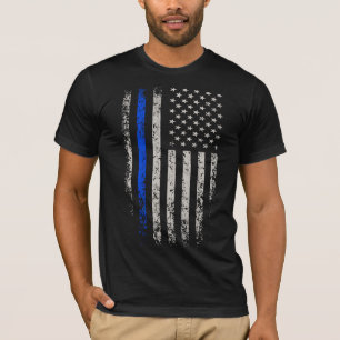 Amerikaanse vlag Blauwe dunne lijn T-shirt