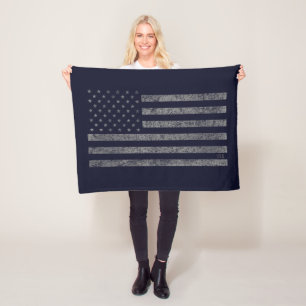 Amerikaanse vlag Blauwe Grunge met naam Fleece Deken