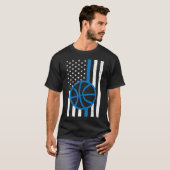 Amerikaanse vlag Blauwe lijn basketbal  Patriottis T-shirt (Voorkant volledig)