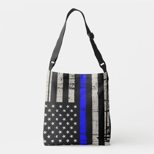 Amerikaanse vlag blauwe lijn crossbody tas (Achterkant)