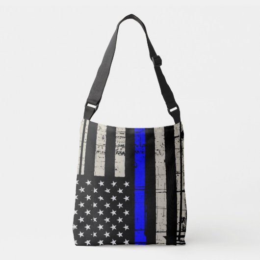 Amerikaanse vlag blauwe lijn crossbody tas (Voorkant)