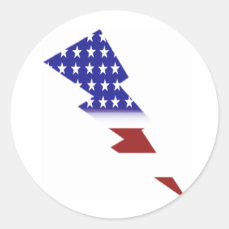 Amerikaanse vlag - bliksemvorm ronde sticker