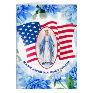 AMERIKAANSE VLAG BLUE DAHLIAS BLESSED VIRGIN MARY