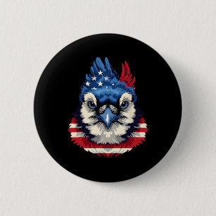 Amerikaanse vlag Blue Jay Patriotic Bird Gezicht 4 Ronde Button 5,7 Cm