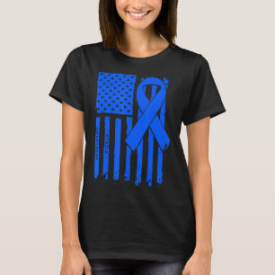 Amerikaanse vlag Blue Ribbon Ataxia Awareness T-Sh T-shirt