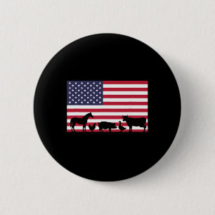 Amerikaanse Vlag Boerderij Dieren Paard Koe Varken Ronde Button 5,7 Cm