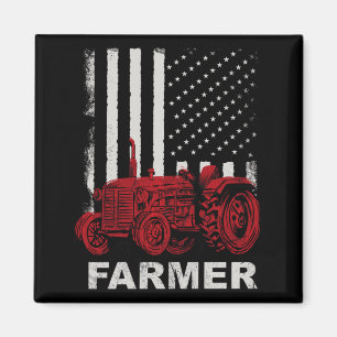 Amerikaanse Vlag Boerderij Tractoren Vintage Patri Magneet