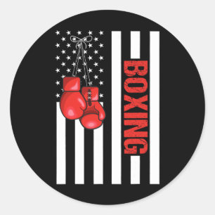 Amerikaanse Vlag Boksen Patriottisch Boksen 1  Ronde Sticker