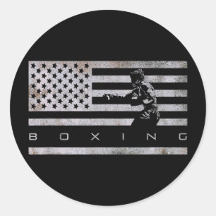 Amerikaanse Vlag Bokskleding - Boksen 1  Ronde Sticker
