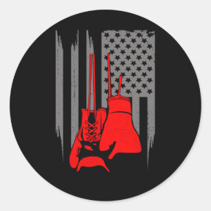 Amerikaanse Vlag Bokskleding - Boxer Boksen Voor V Ronde Sticker