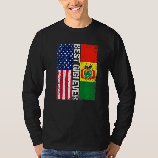Amerikaanse vlag & Bolivia vlag beste Gigi ooit fa T-shirt (Voorkant)