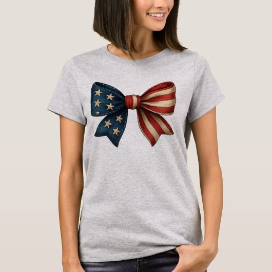 Amerikaanse vlag boog coquette t-shirt (Voorkant)