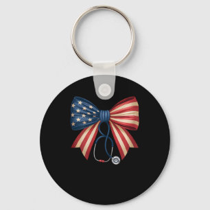Amerikaanse vlag boog stethoscoop 4 juli Nurse PR Sleutelhanger