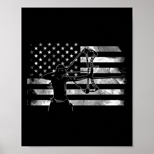 Amerikaanse Vlag Boogschutter Meisje Boogschieten Poster (Voorkant)