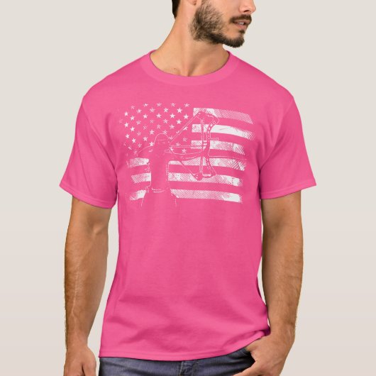 Amerikaanse Vlag Boogschutter Meisje Boogschieten  T-shirt (Voorkant)