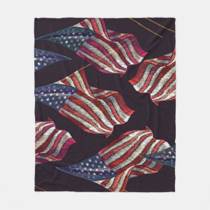Amerikaanse vlag borduurwerk: patriottisch patroon fleece deken