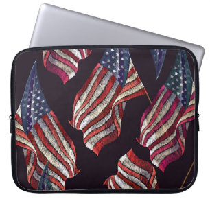 Amerikaanse vlag borduurwerk: patriottisch patroon laptop sleeve