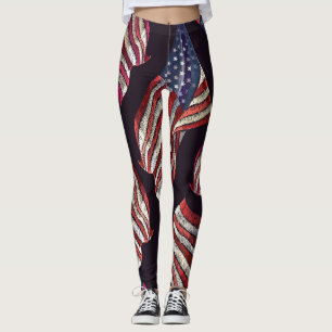Amerikaanse vlag borduurwerk: patriottisch patroon leggings