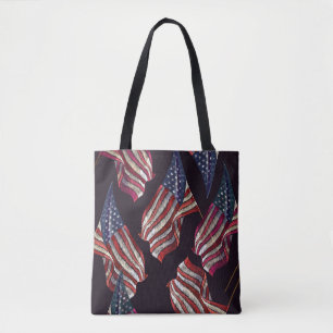 Amerikaanse vlag borduurwerk: patriottisch patroon tote bag