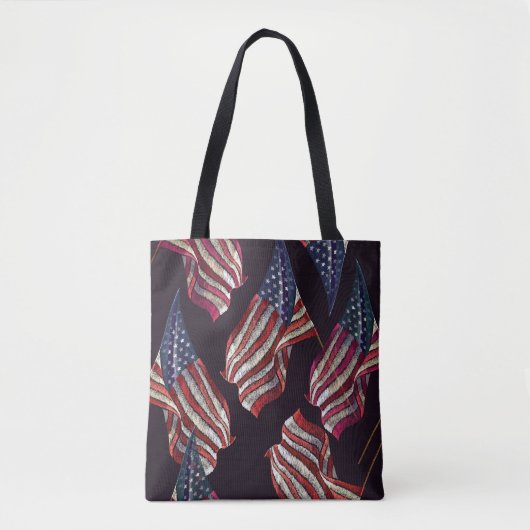 Amerikaanse vlag borduurwerk: patriottisch patroon tote bag (Voorkant)