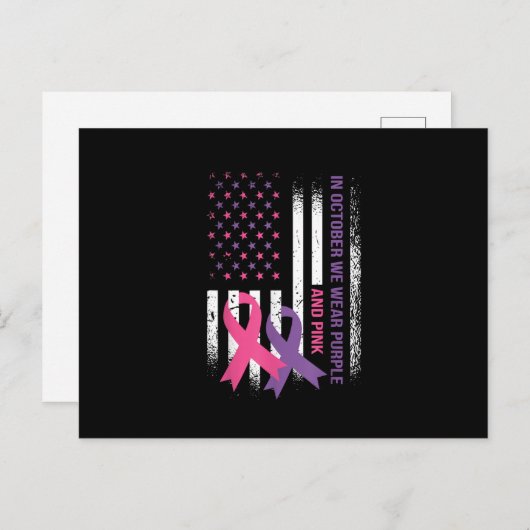 Amerikaanse vlag borstkanker en huiselijk geweld briefkaart (Voorkant / Achterkant)