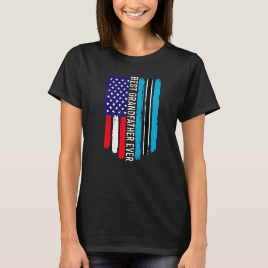 Amerikaanse vlag & Botswana vlag Beste grootvader  T-shirt (Voorkant)