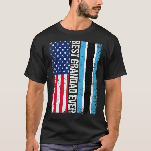 Amerikaanse vlag Botswana vlag beste opa ooit fami T-shirt (Voorkant)