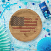 Amerikaanse vlag boven bijtend hout | Amerikaanse  Papieren Bordje (Feest)