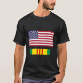 Amerikaanse vlag boven Vietnam Service Lint T-shirt (Voorkant)