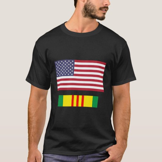Amerikaanse vlag boven Vietnam Service Lint T-shirt (Voorkant)